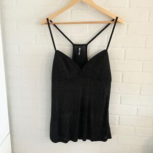 Vintage Y2K Babydoll tank top racer back Metallic polka dot Dark Fairy Grunge XL